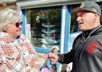 Sherry McMillan with Jimmy Sarasin of SOLID Outreach Society. TIMES COLONIST