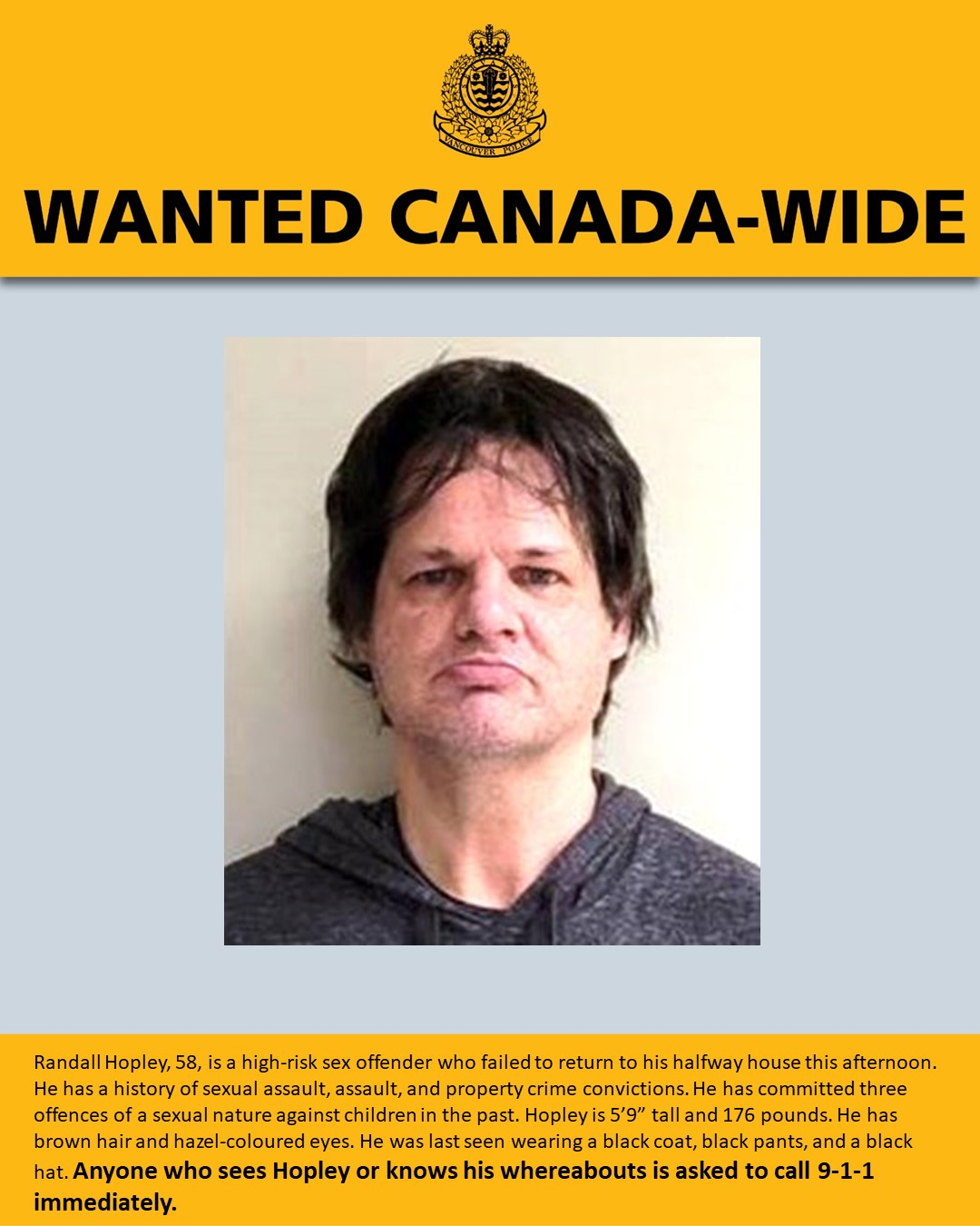 Bc Notorious Sex Offender Randall Hopley Is Now Wanted Canada Wide