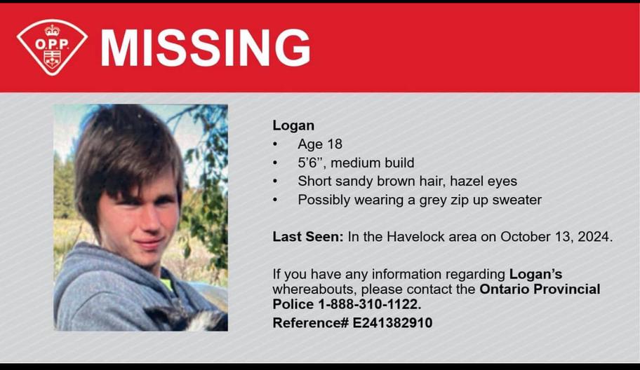 Autistic Havelock, Ontario teen Logan still missing after nine days – Logan, 18