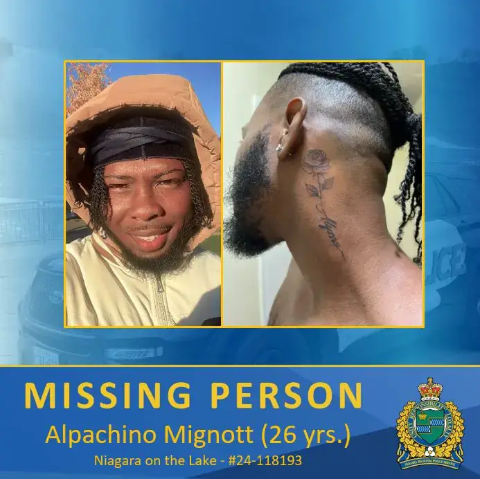 Missing Man in Niagara on the Lake, Ontario – Alpachino Mignott, 26 –