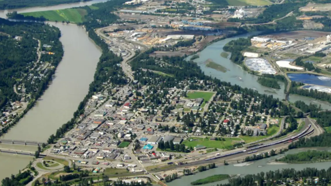 The community of Quesnel, B.C., is seen in an aerial photo published by the provincial government.