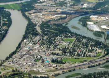 The community of Quesnel, B.C., is seen in an aerial photo published by the provincial government.