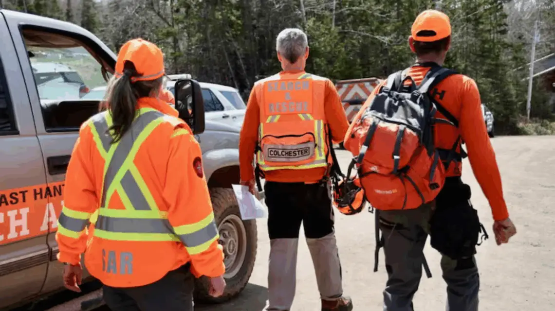 Search and rescue teams on site at the Lansdowne Station RCMP command centre on Monday, May 5, 2025. (Jeorge Sadi/CBC)