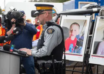 Staff Sergeant Curtis MacKinnon announces that the search for missing Pictou Country children, Lily and Jack Sullivan, is being scaled back on Wednesday, May 7, 2025. Photo by Ryan Taplin /THE CHRONICLE HERALD