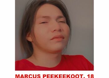 Photo of missing man Marcus Peekeekoot, age 18, from Saskatoon, Saskatchewan