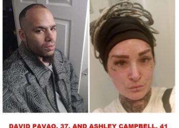 Photos of missing man David Pavao, 37, and missing woman Ashley Campbell, 41, from Windsor, Ontario