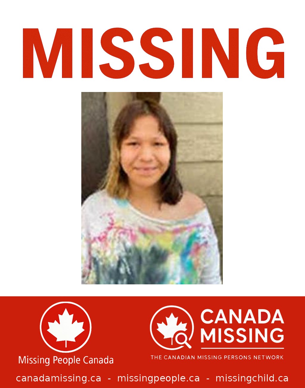 Photo of missing girl Chloe Nelson, age 16, from Winnipeg, Manitoba.