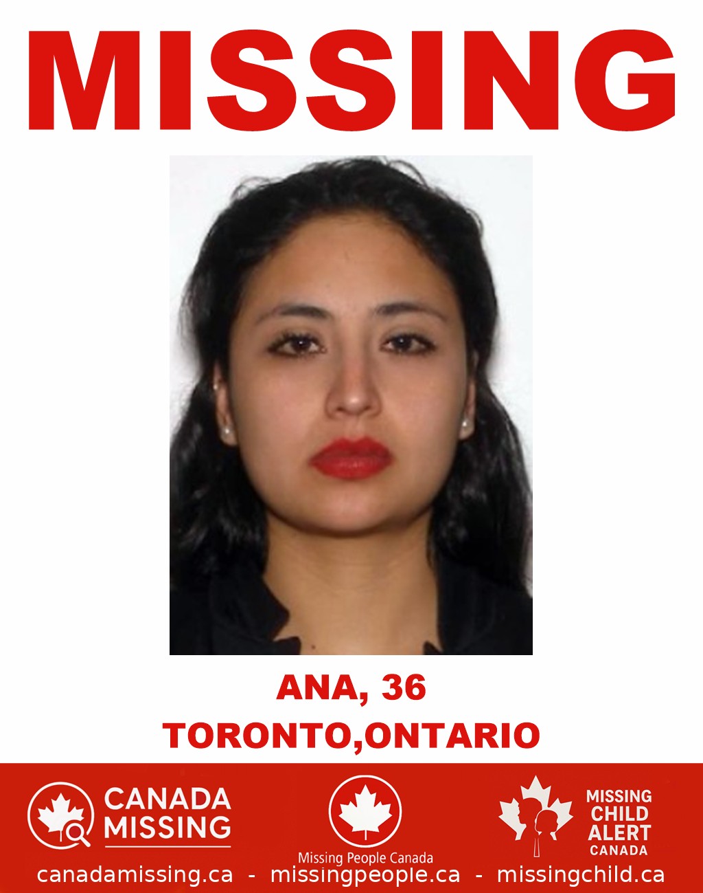 Photo of missing person Ana, 36, from Toronto, Ontario