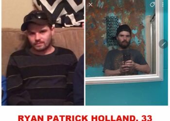 Photo of missing man Ryan Patrick Holland, 33, from Minto, New Brunswick
