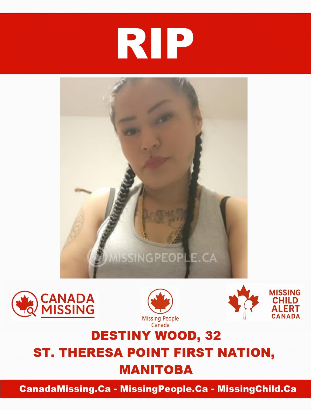Photo of Destiny Wood, age 32, from St. Theresa Point First Nation, Manitoba.