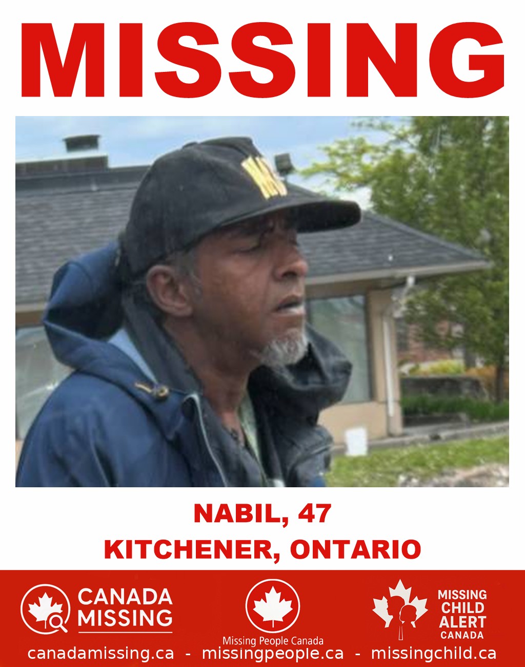 Photo of missing man Nabil, 47, from Kitchener, Ontario