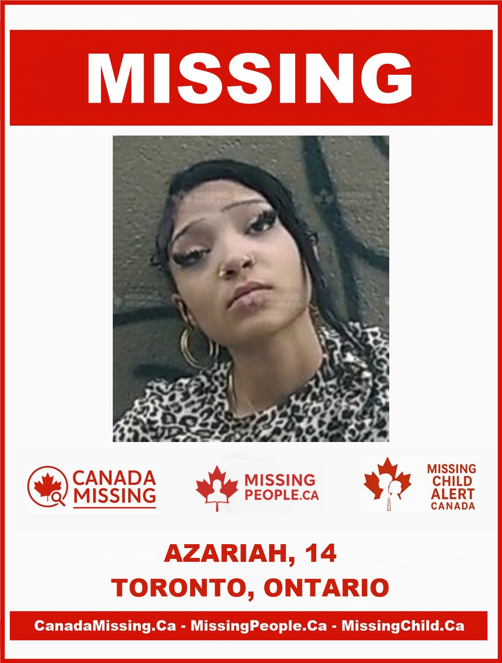 Photo of missing youth Azariah, age 14, from Toronto, Ontario