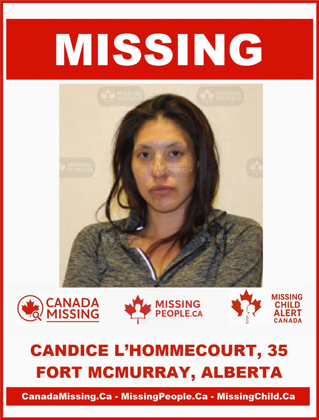 Photo of missing woman Candice L’Hommecourt, age 35, from Fort McMurray, Alberta