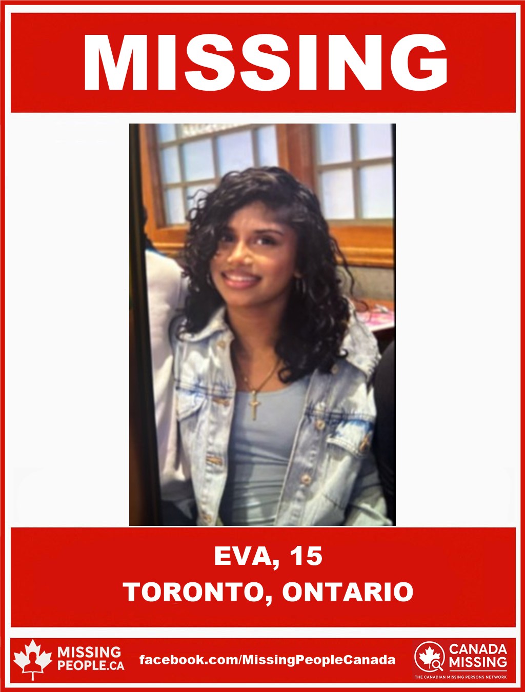 Photo of missing youth Eva, age 15, from Toronto, Ontario.