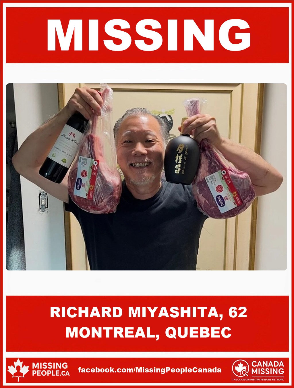 Photo of missing man Richard Miyashita, 62, from Montreal, Quebec.