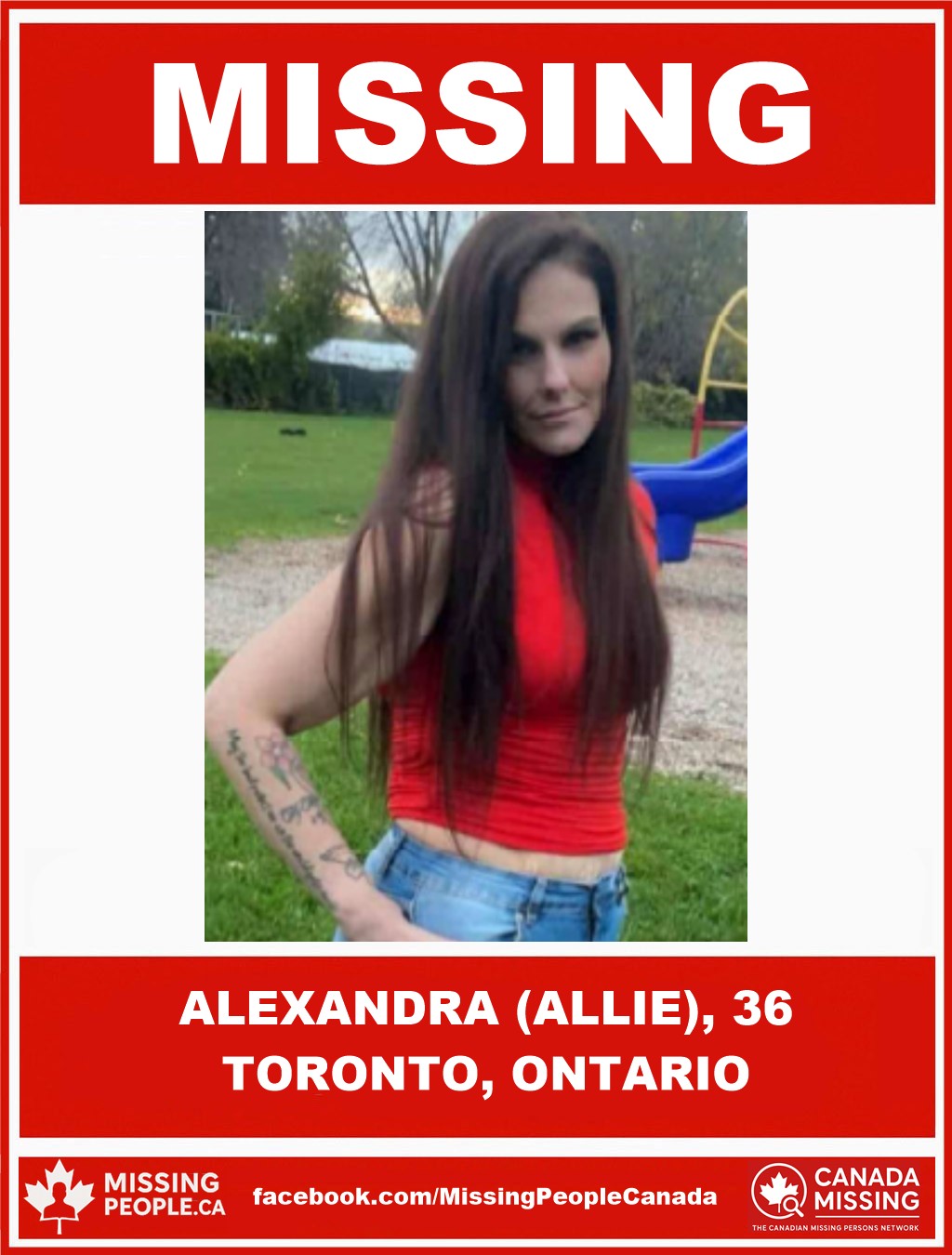 Photo of missing person Alexandra (Allie), 36, from Toronto, last seen October 19, 2025.