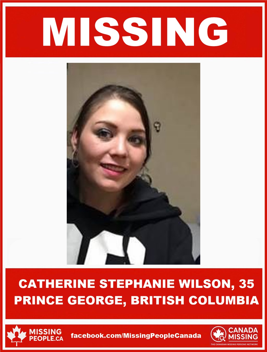 Photo of missing woman Catherine Stephanie Wilson, age 35, from Prince George, British Columbia.