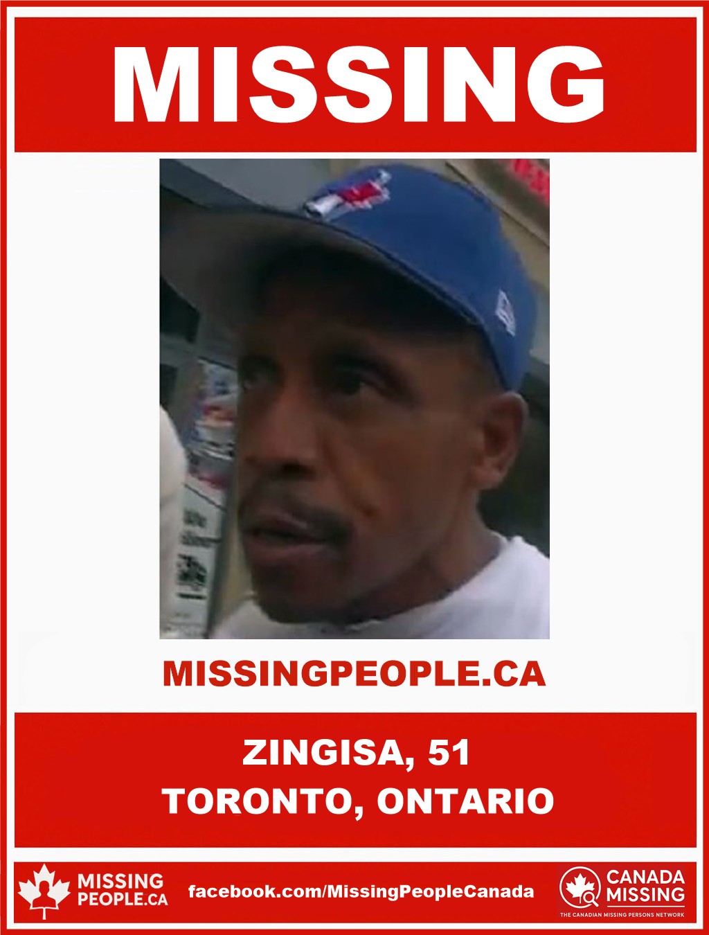 Photo of missing person Zingisa, age 51, from Toronto, Ontario.