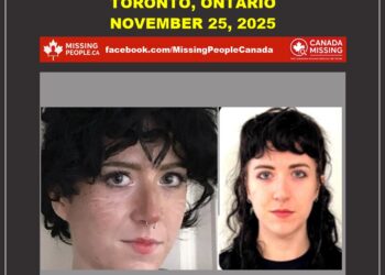 Photo of missing person Charlotte Jeffrey, age 26, dark curly hair, septum piercing, tattoos, from Toronto, Ontario.