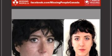 Photo of missing person Charlotte Jeffrey, age 26, dark curly hair, septum piercing, tattoos, from Toronto, Ontario.