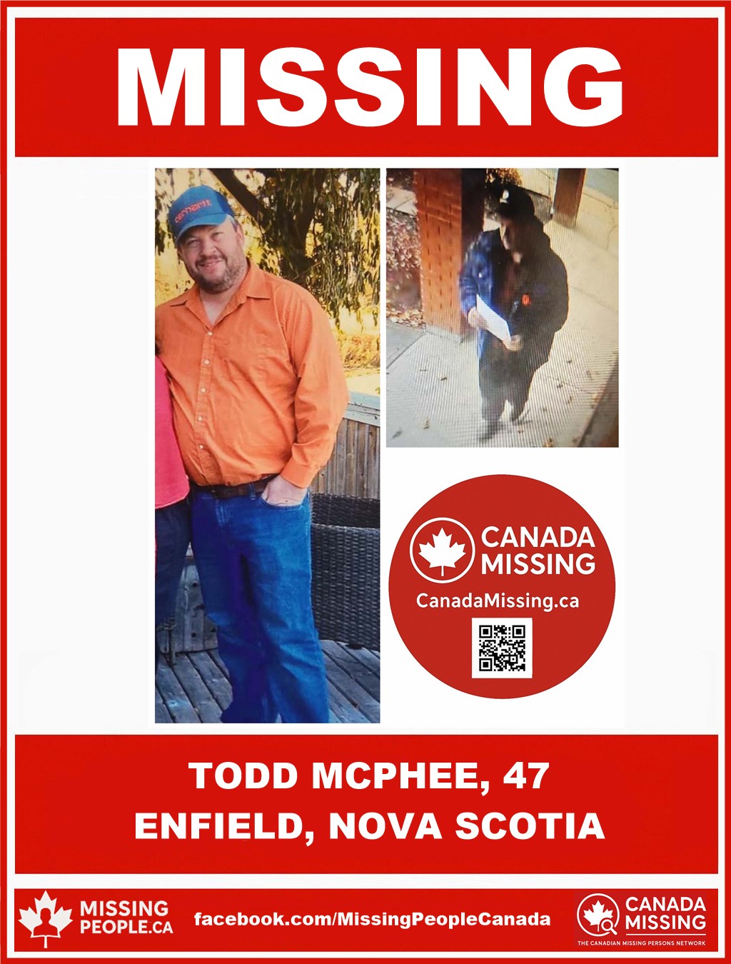 Photo of missing man Todd McPhee, age 47, from Enfield, Nova Scotia.