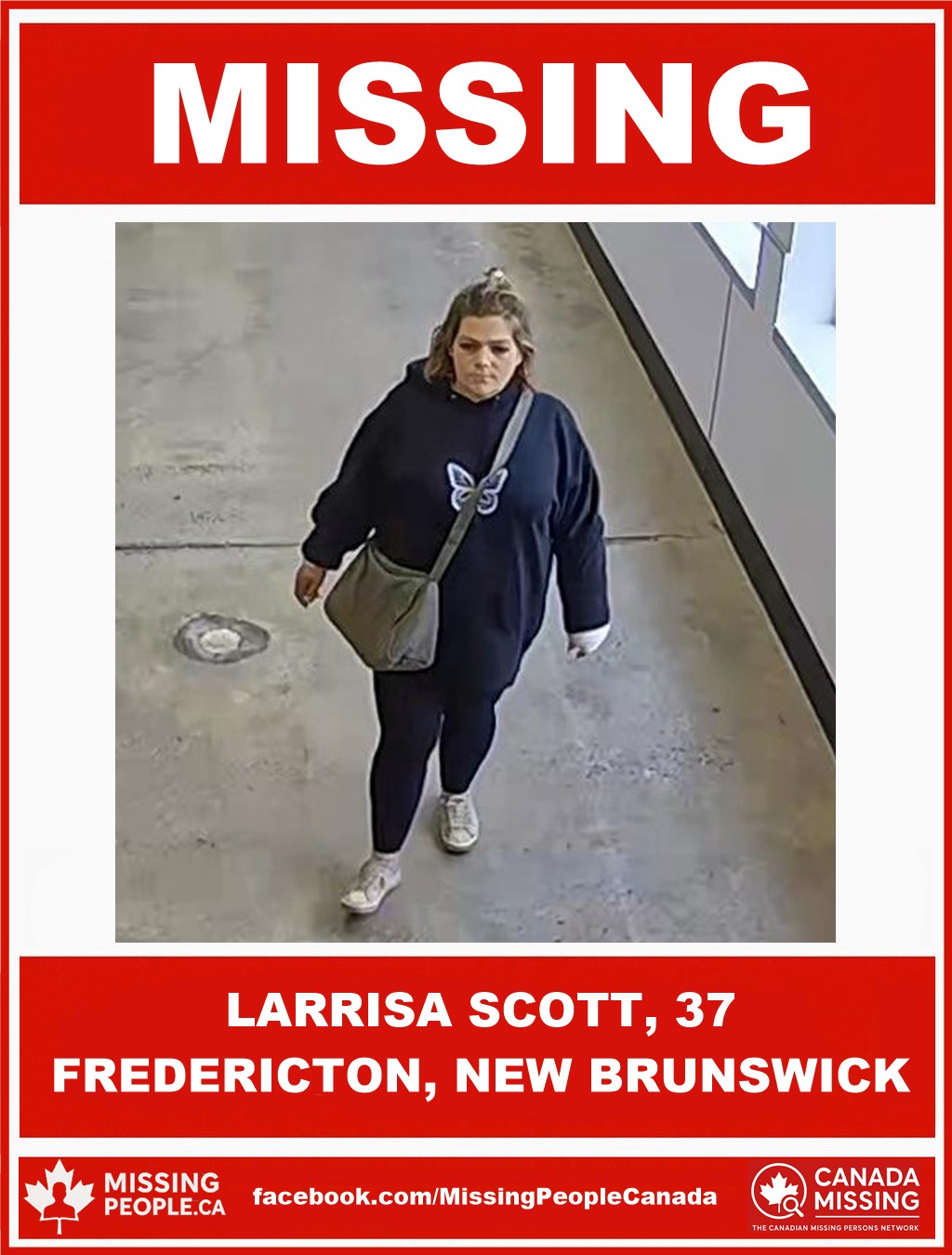Photo of missing woman Larrisa Scott, age 37, from Fredericton, New Brunswick.