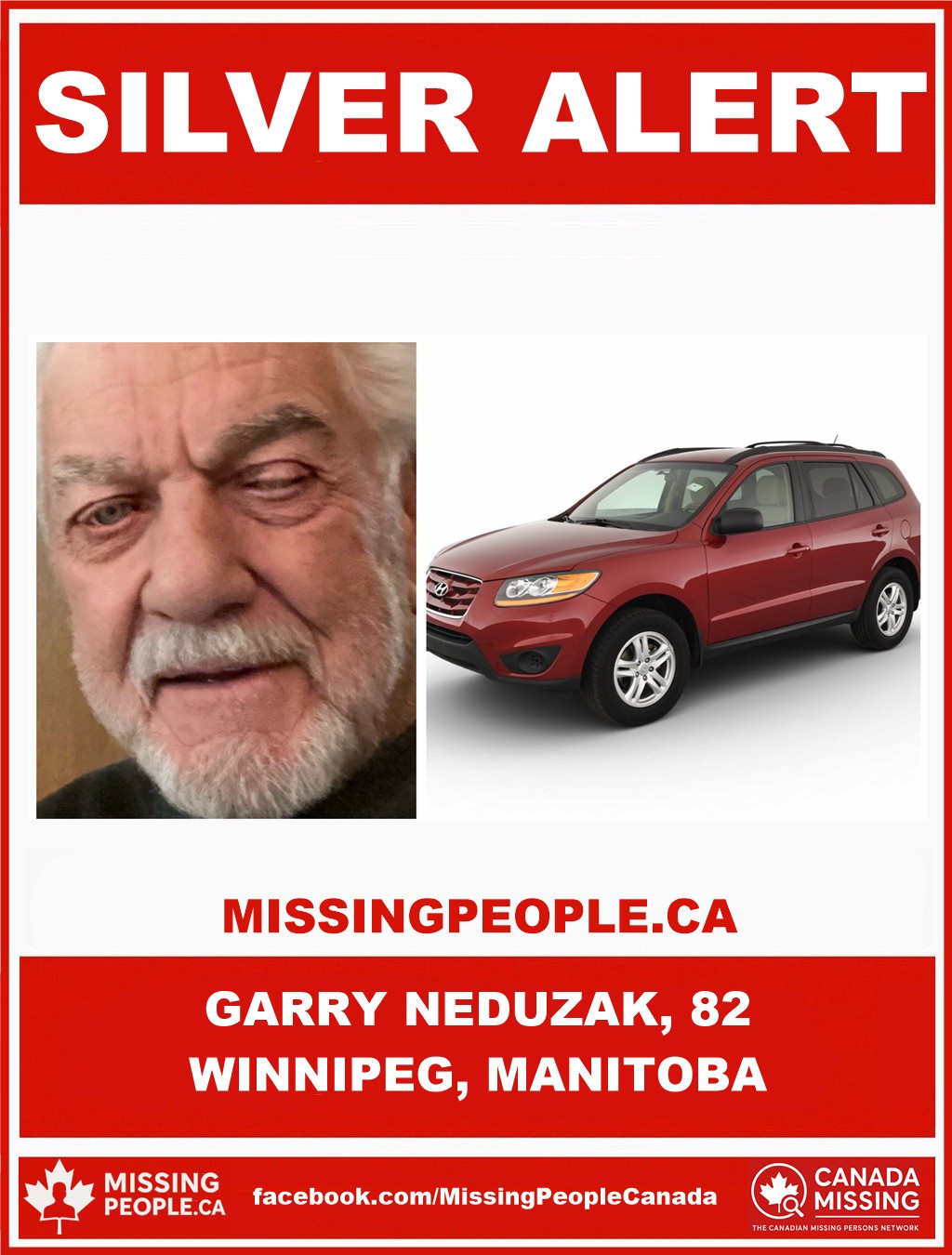 Photo of missing senior Garry Neduzak, age 82, from Winnipeg, Manitoba.