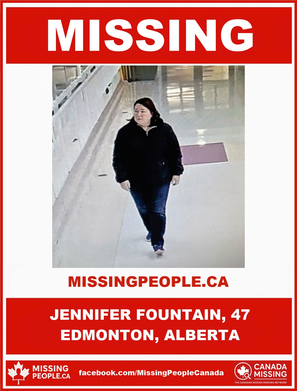 Photo of missing woman Jennifer Fountain, age 47, from Edmonton, Alberta.