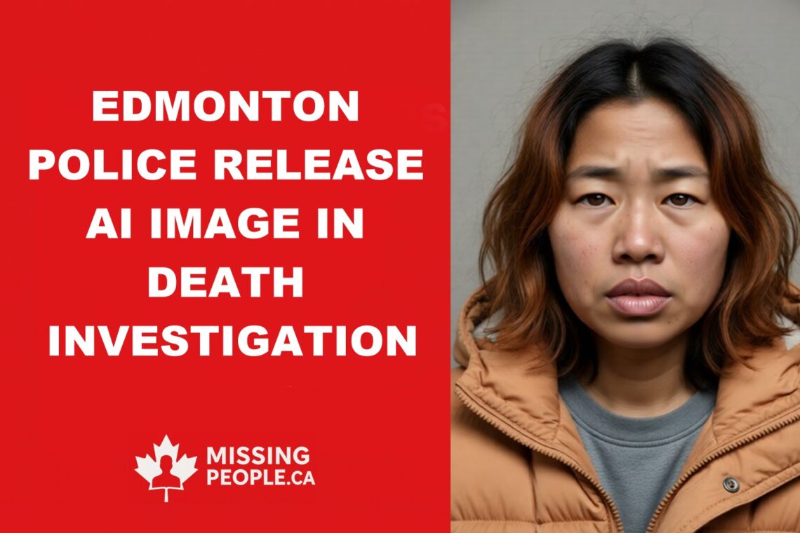 AI-generated image released by Edmonton Police to help identify deceased woman found in bin.