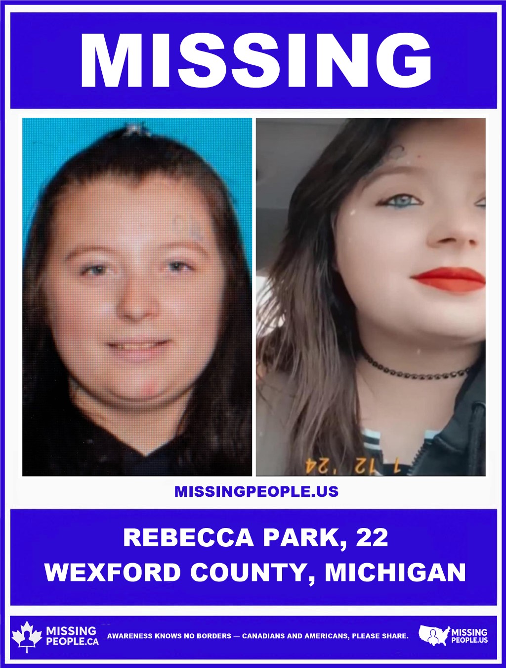 Photo of missing pregnant woman Rebecca Park, 22, from Wexford County, Michigan.