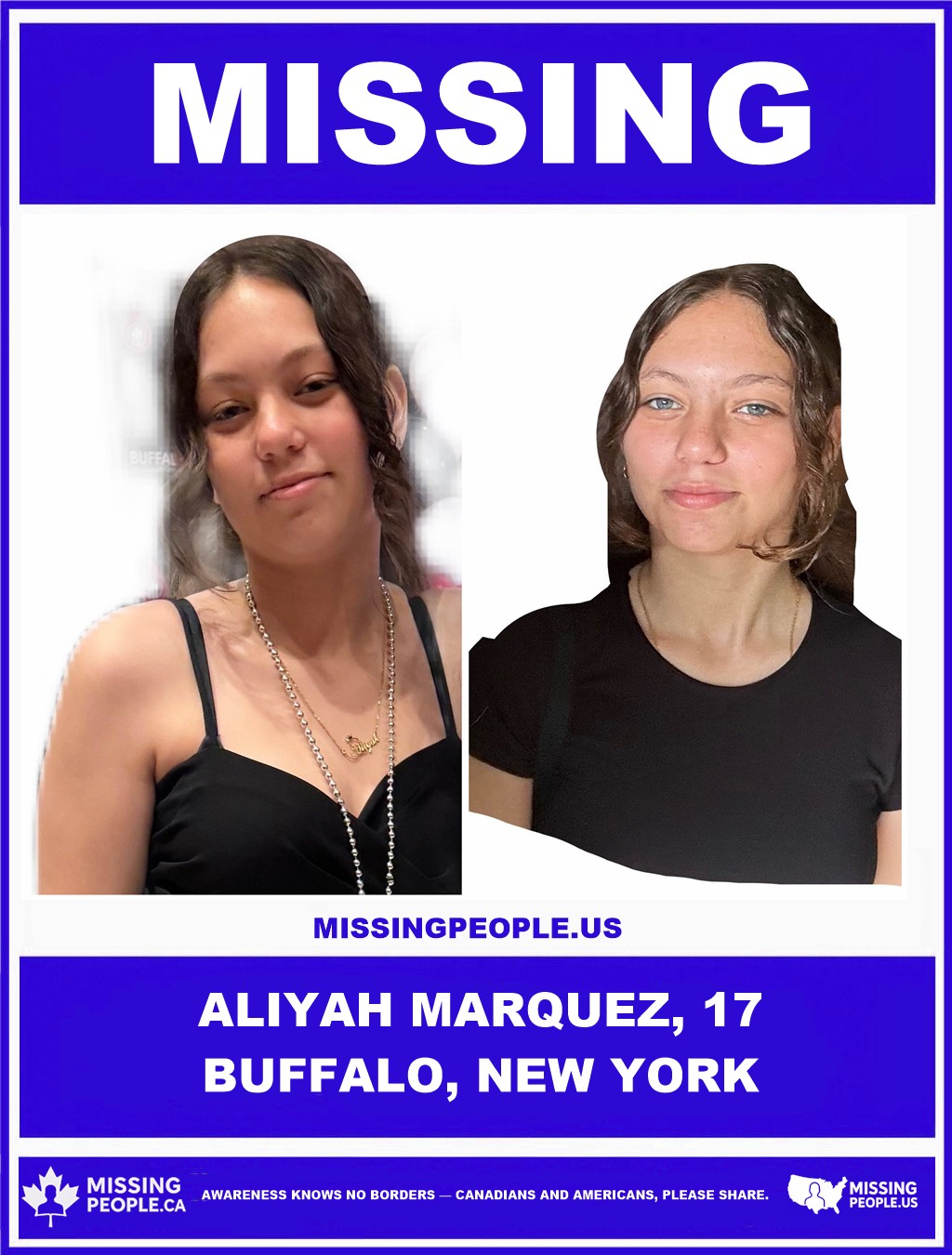 Photo of missing 17-year-old girl Aliyah Marquez from Buffalo, New York.