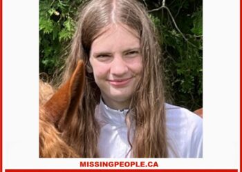 Photo of missing 15-year-old girl Emma Ten Klooster, long brown hair, braces, from Scotland, Ontario.