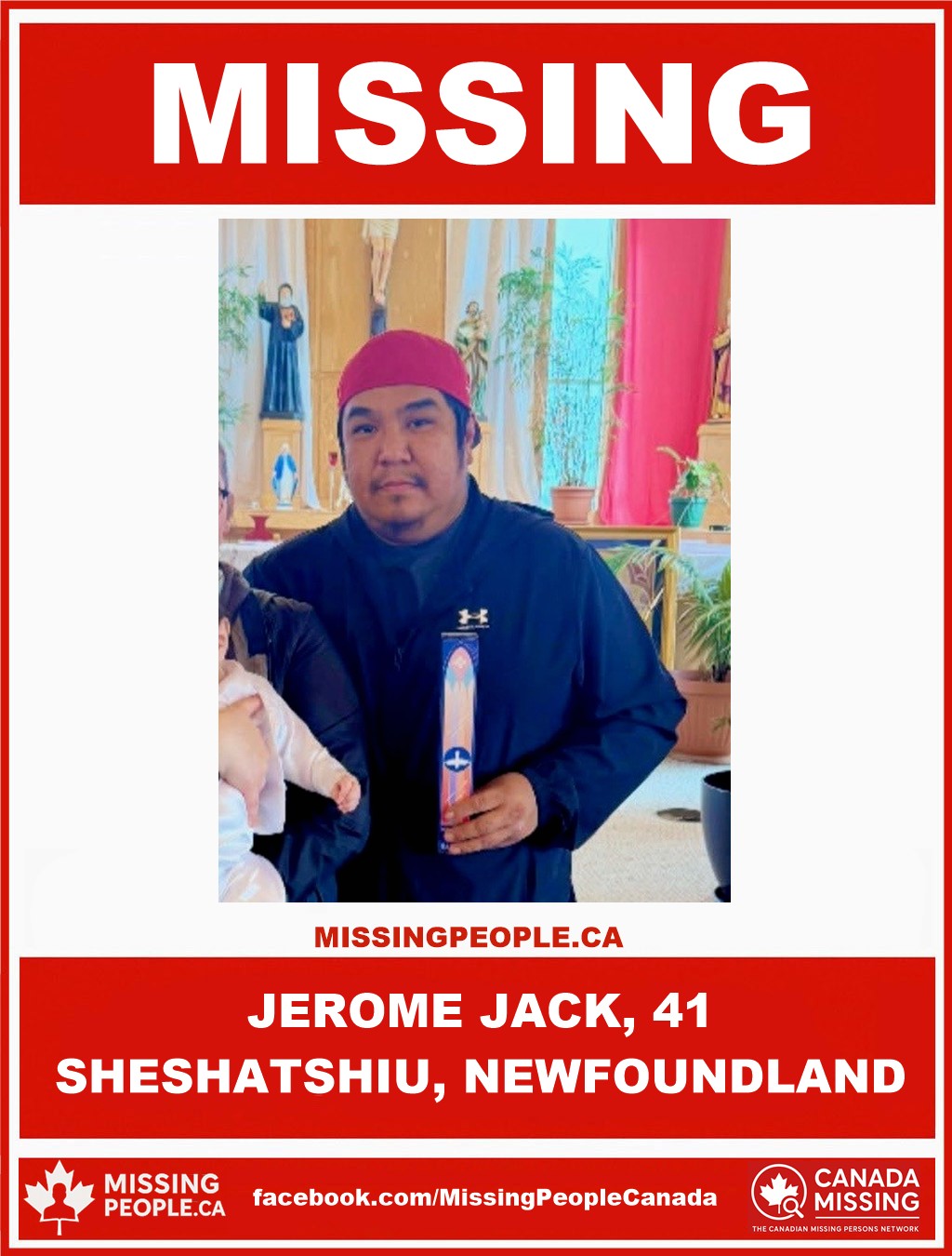 Photo of missing man Jerome Jack, age 41, from Sheshatshiu, Newfoundland.