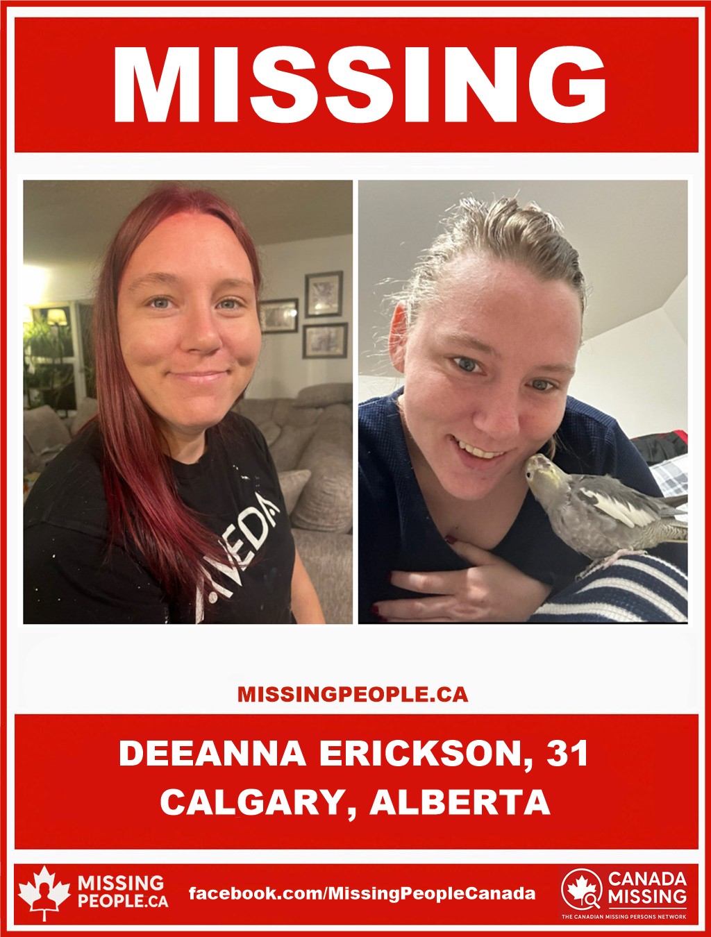 Photo of missing woman Deeanna Erickson, 31, last seen in Calgary on June 6, 2025.