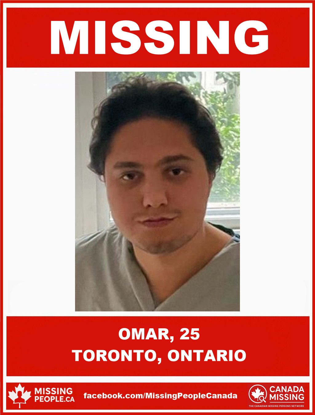 Photo of missing person Omar, age 25, from Toronto, Ontario.