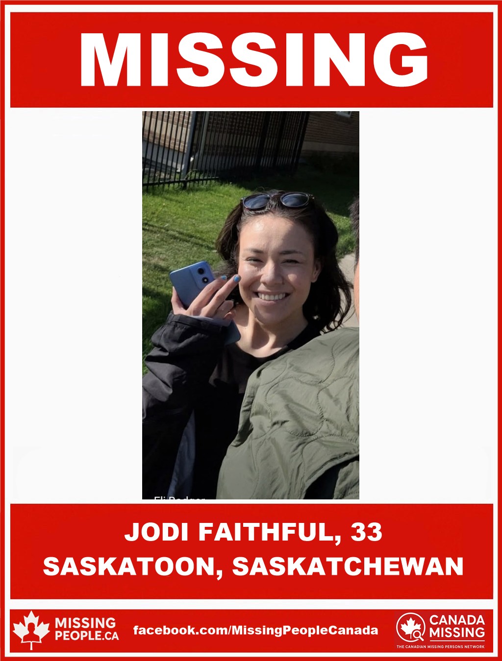 Photo of missing woman Jodi Faithful, age 33, from Saskatoon, Saskatchewan.