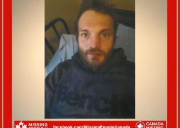 Photo of missing man Kaeden Little, 32, wavy brown hair, slim build, from Kingston, Ontario.