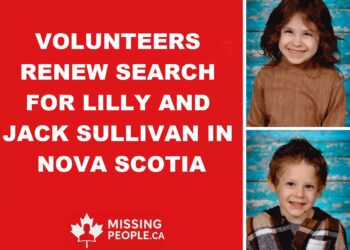 Volunteers searching riverbanks in Nova Scotia for missing children Lilly and Jack Sullivan.