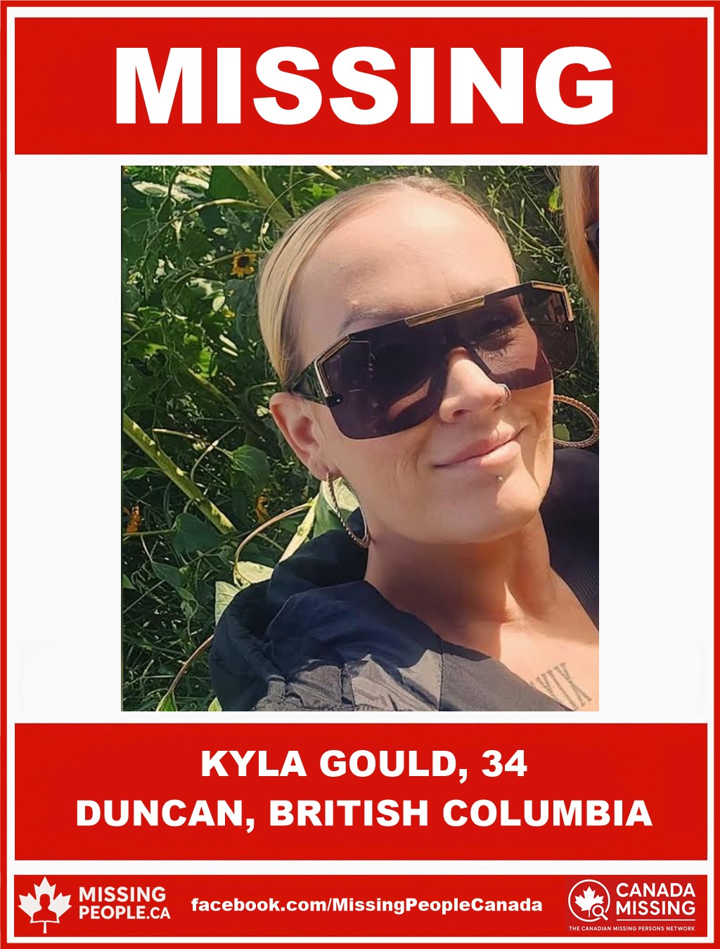 Photo of missing woman Kyla Gould, age 34, from Duncan, British Columbia.