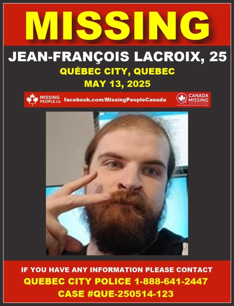 Photo of missing man Jean-François Lacroix, age 25, from Québec City (Vanier sector), Quebec.
