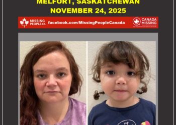 Photo of missing woman Chantel Gray, 41, and her daughter Layla Gray, 3, from Melfort, Saskatchewan.
