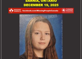 Photo of missing female teen Cynthia Adams, age 13, from Sarnia, Ontario.