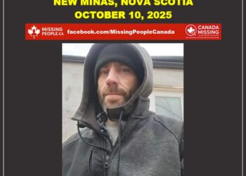 Photo of missing MAN Caleb Acker, age 42, from New Minas, Nova Scotia (brown balding hair, hazel eyes, wearing dark shirt, outdoor background).