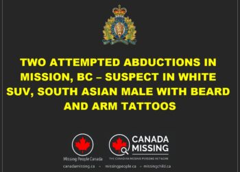 Mission RCMP public advisory – attempted abductions by suspect in white SUV.