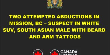 Mission RCMP public advisory – attempted abductions by suspect in white SUV.