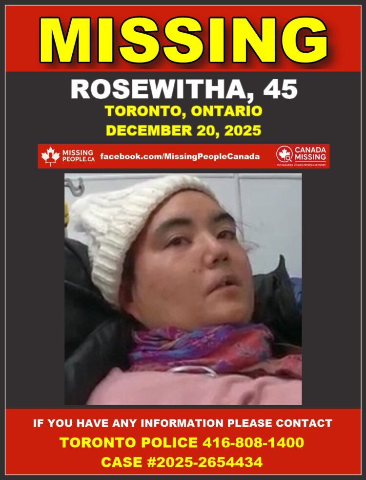 Photo of missing person Rosewitha, age 45, from Toronto, Ontario.