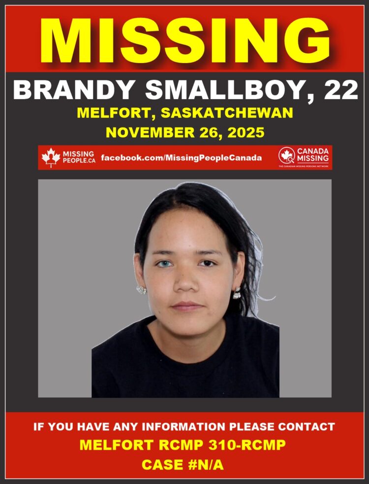 Photo of missing woman Brandy Smallboy, age 22, from Melfort, Saskatchewan.