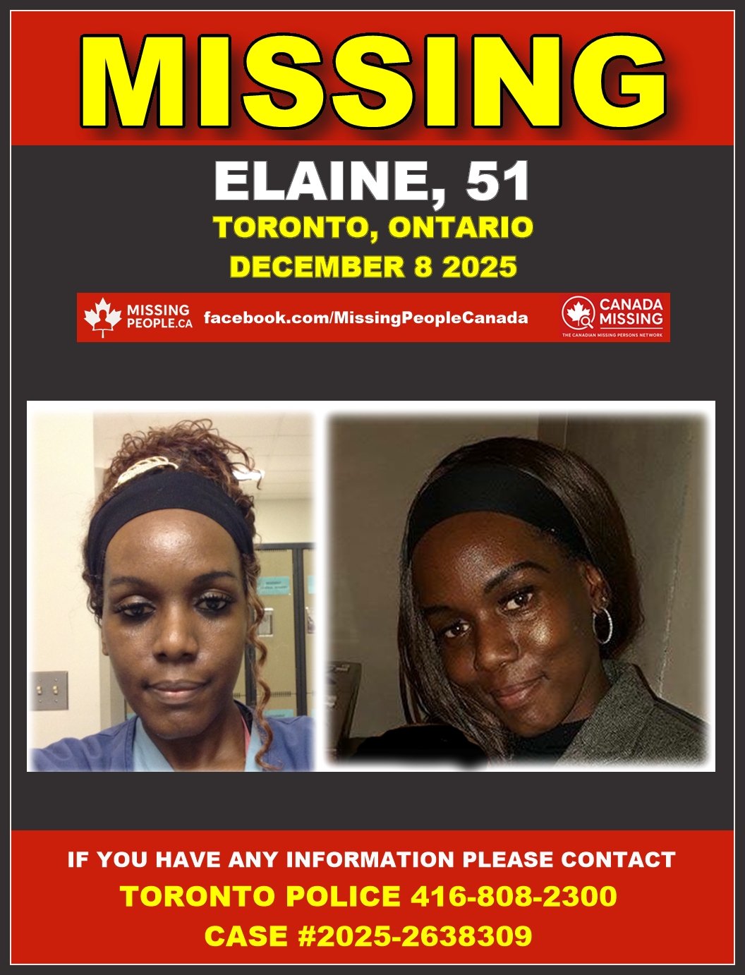 Photo of missing person Elaine, age 51, from Toronto, Ontario.