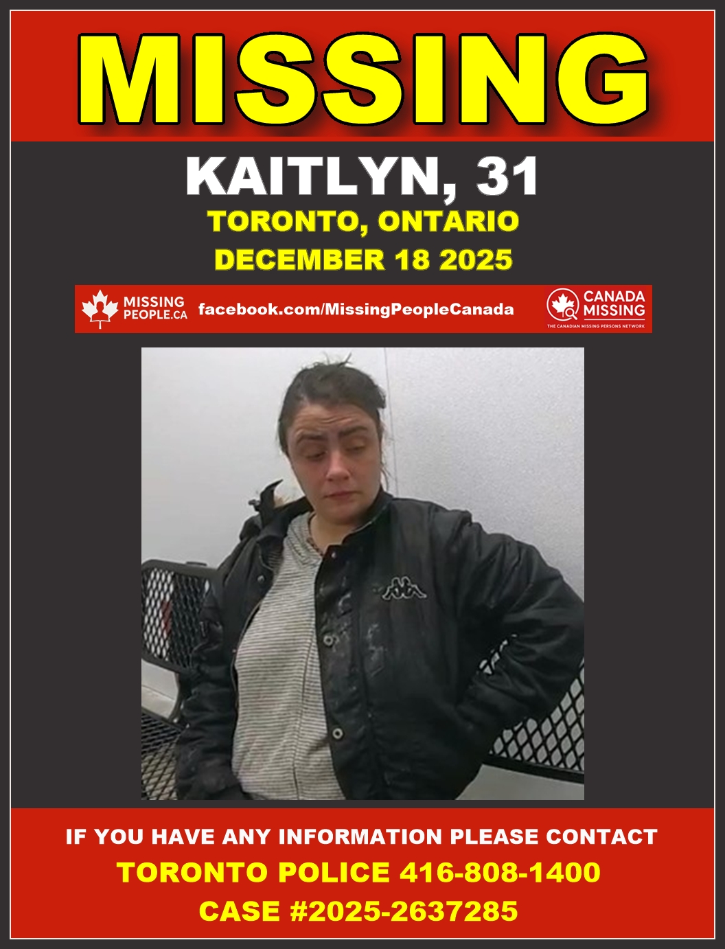 Photo of missing person Kaitlyn, age 31, from Toronto, Ontario.