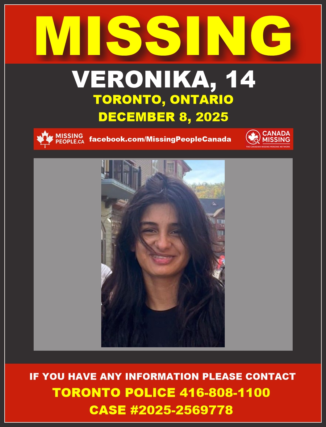 Photo of missing youth Veronika, age 14, from Toronto, Ontario.